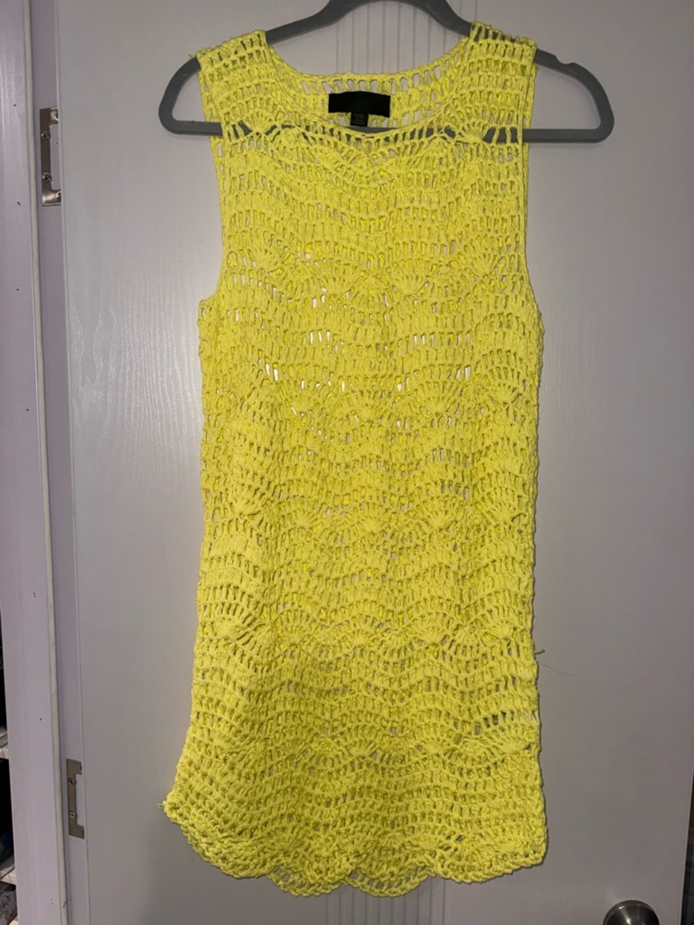 Zara Hand-Crocheted Yellow Sleeveless Tunic/beach cover-up